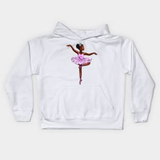 African american ballerina  in lavender purple tutu-#006- brown skin black ballerina Kids Hoodie